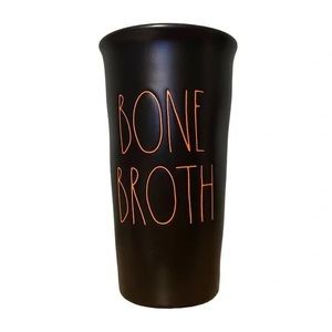 Rae Dunn Tumbler To Go Travel Coffee Mug BONE BROTH Halloween Black NEW